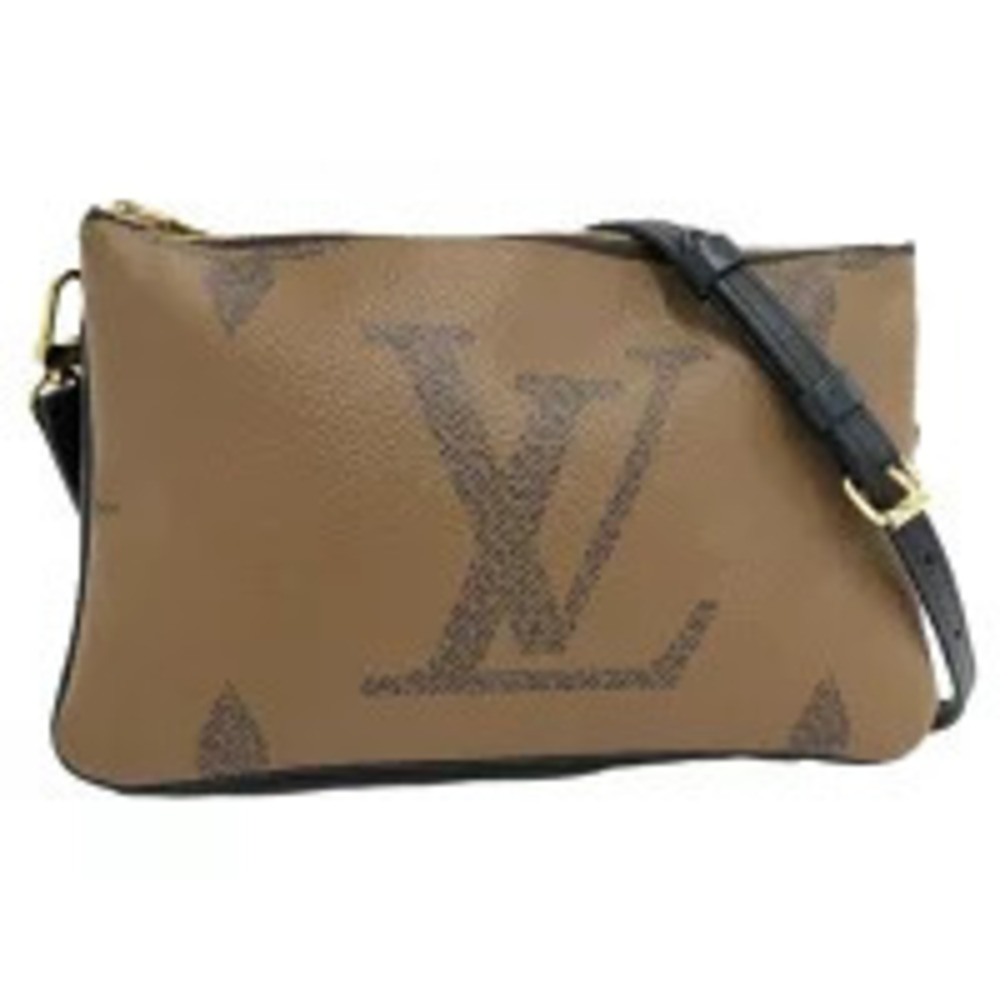 LOUIS VUITTON Pochette Double Zip Shoulder Bag Monogram Giant Reverse Brown